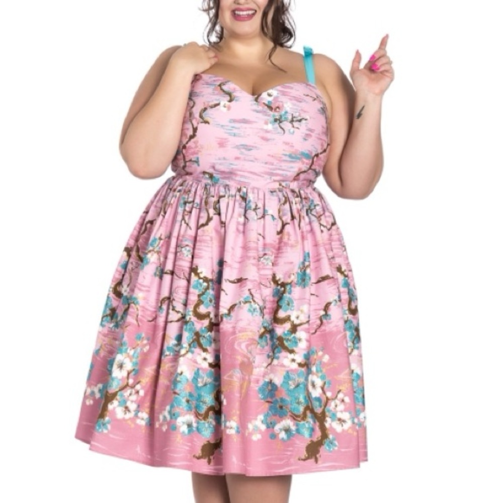 Plus Floral Fit & Flare Dress - Pink